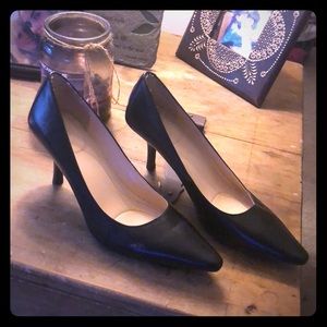 Calvin Klein black leather pumps. 3” heel. Sz 8